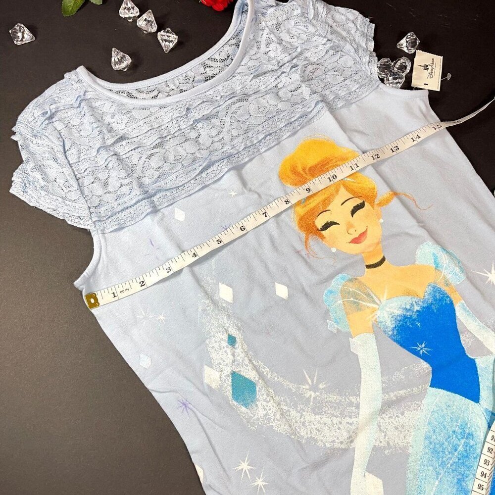 Disney Parks Cinderella Blouse Women Lace Ruffle Shirt Slipper Princess Top - Picture 5 of 16